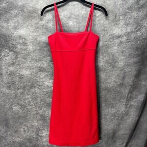 Y2K Moda International Red Ribbed Babydoll Mini Dress Size XS Spaghetti Strap